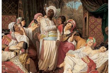 Lukisan minyak fantasi barat terhadap praktik harem di Kesultanan Utsmaniyah.