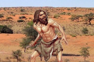 Impresi seniman manusia purba di Gurun Kalahari.