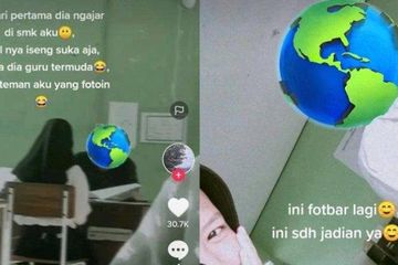 Aksi siswi pacaran dengan guru viral.