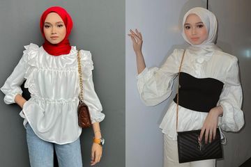 Atasan hijab putih untuk lebaran ala Liya Maisarah
