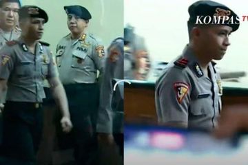Bharada E saat tiba di Gedung Transnational Crime Center (TNCC) Mabes Polri, tempat dilangsungkannya sidang Komisi Kode Etik Polri (KKEP), Rabu (22/2/2023).  