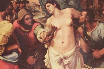 Lukisan Martir perawan Santo Agatha dari Sisilia. Sejarah Abad Pertengahan dikaitkan dengan periode Zaman Kegelapan, zaman takhayul, penindasan dan pelecehan seksual.