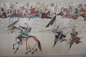 Ilustrasi pertempuran antara prajurit Kekaisaran Mongol dengan samurai Kekaisaran Jepang.