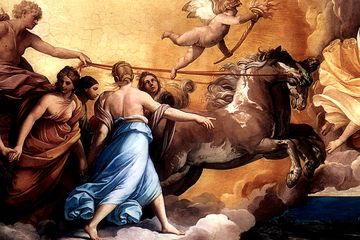 Dalam mitologi Yunani, Helios mengatur matahari setiap hari dengan kereta emasnya.