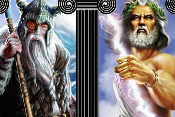 Ilsutrasi Dewa Odin dan Zeus.