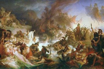 Pertempuran Salamis. Lukisan oleh Wilhelm di Kaulbach, 1868. 