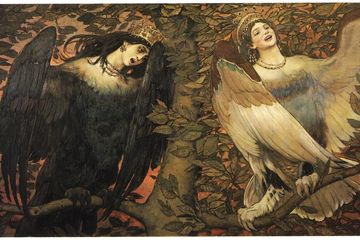 Sirin and Alkonost. Mitologi Slavia berakar kuat dari mitologi Yunani.