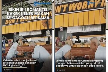 Viral di TikTok Momen Mesra Pasangan Kakek Nenek, Nikmati Makanan Sembari Bercengkrama di Warung Makan