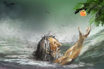 Tantalus dalam mitologi Yunani dihukum tidak bisa minum dan menggapai buah di dunia bawah. 