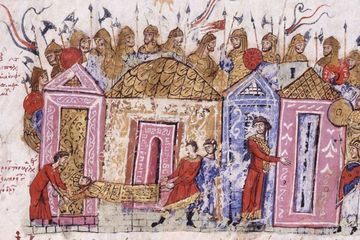 Pasukan Garda Varangian, sebuah iluminasi dari kronik abad ke-11 karya John Skylitzes.