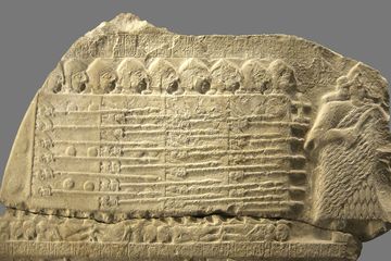 Detail fragmen prasasti kemenangan raja Eannatum dari Lagash atas Umma, yang disebut 