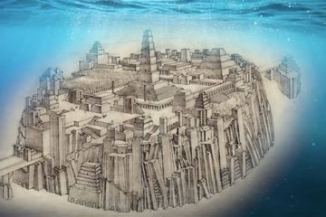 Atlantis, kota yang hilang menjadi mitos kuno menarik dan seringkali dikaitkan dengan Peradaban Minoa.