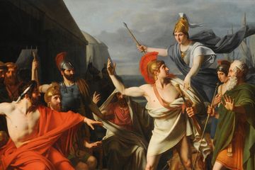 Ilustrasi nasib Achilles setelah Illiad, pahlawan Perang Troya dalam mitologi Yunani yang ikonik.