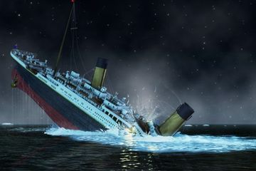 Ilustrasi tenggelamnya kapal Titanic.