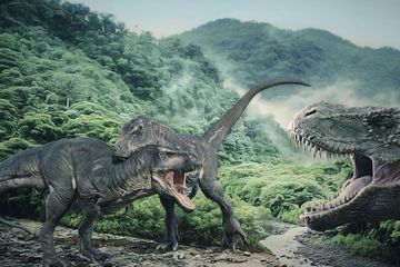 Ilustrasi T-Rex. Tyrannosaurus rex merupakan salah satu dinosaurus yang menjadi ikon utama dari franchise Jurassic World.