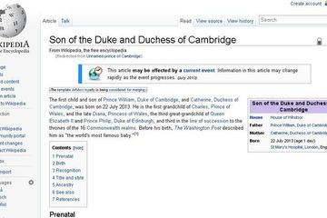 Berusia 1 Hari, Pangeran Baru Inggris Sudah Punya Laman Wikipedia