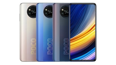 Render POCO X3 Pro memperlihatkan tiga warna pilihan.