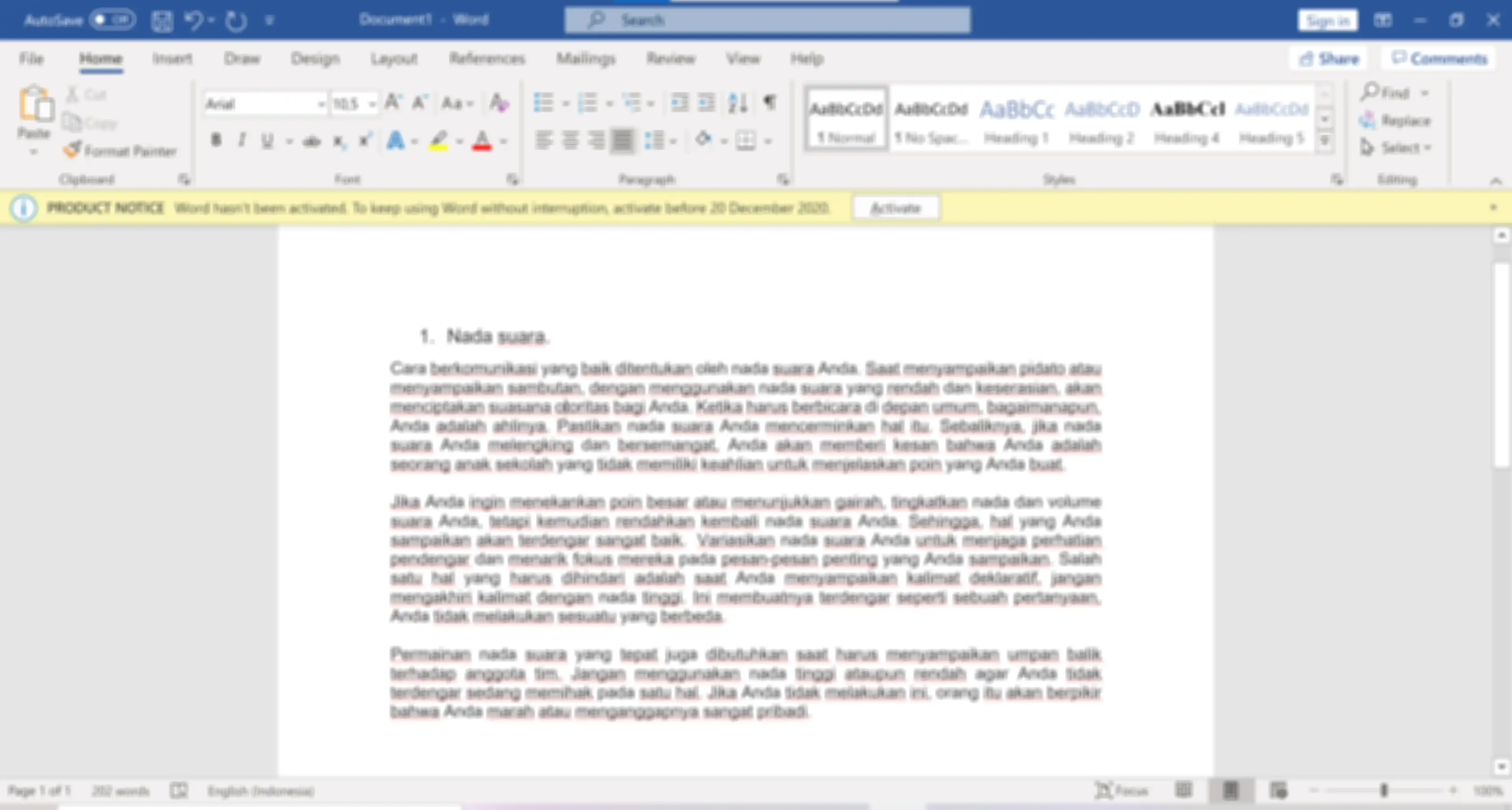 Ilustrasi cara merapikan teks di Microsoft Word.