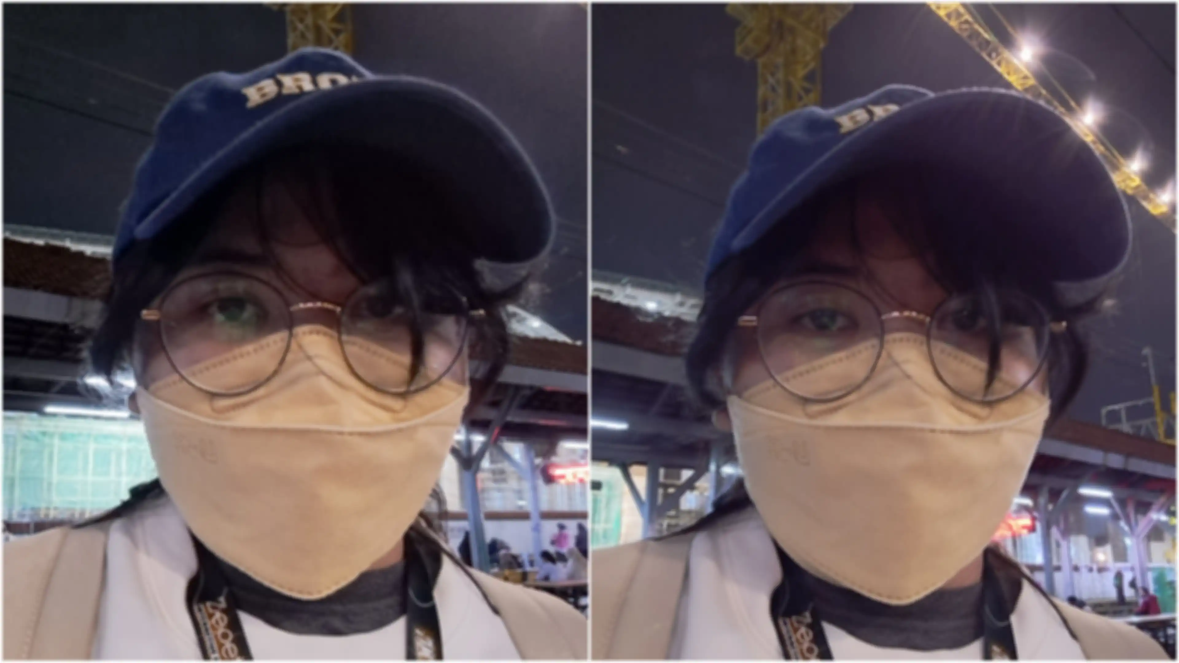 (Kiri) tanpa fitur malam dan (kanan) dengan fitur malam di kamera selfie Samsung Galaxy A53 5G.