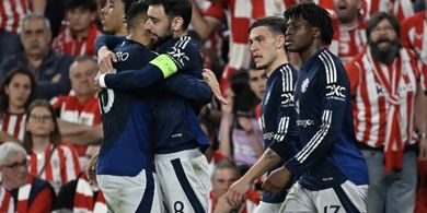 Hasil Liga Europa - Bruno Fernandes Pasang Mode Serius, Man United Pesta Gol di Kandang Bilbao dan Dekati Final