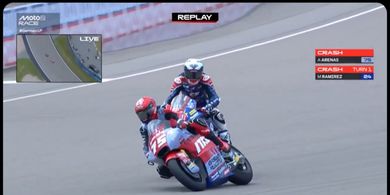Hasil Moto2 Jerman 2025 - Tabrakan Selesaikan Balapan Lebih Cepat, Honda Team Asia Merana Tanpa Mario Aji