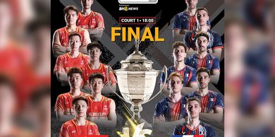 Rekap Hasil Final Thomas Cup 2026 - China Juara setelah Susah Payah Atasi Perisai Tunggal Putra Prancis, Rekor Indonesia Didekati