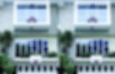 Fasad Mencuri Perhatian dengan Warna Salem, Paduan Abu-abu dan Putih nan Elegan