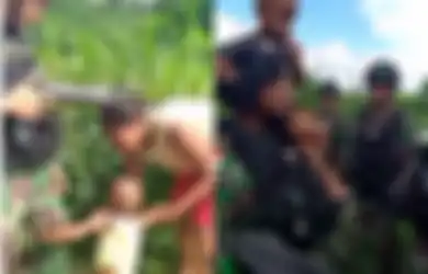 Merengek Hingga Gejol-gejolkan Kaki, Bocah Ini Tak Ingin Lepas dari Gendongan Tentara, Kapten Rum Patria: Ia Selalu Ingin Ikut dengan Kami