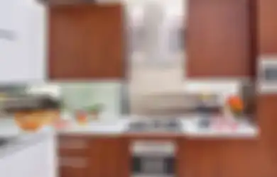 Dapur Compact dengan Meja Racik, Meja Saji, dan Meja Sarapan