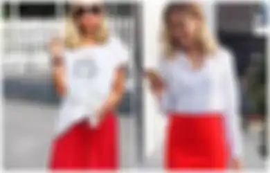 4 OOTD Pakai Rok Merah dan Atasan Putih Buat Rayakan HUT RI 2021