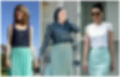 6 Inspirasi OOTD Tampil Manis dan Simpel Pakai Rok Warna Mint