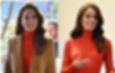 Kecenya Penampilan Kate Middleton Pakai Dress Simpel Warna Oranye