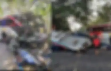 Adu Banteng Bus Sugeng Rahayu Vs Eka di Ngawi, Kerasnya Tabrakan Bikin Sopir Terlempar Keluar dan Kakinya Putus, 3 Orang Tewas
