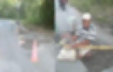 Tambal Jalan Berlubang Setiap Hari, Kakek Asal Gorontalo Ini Hanya Berbayar Belas Kasihan Warga!