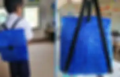 Tak Cukup Uang, Seorang Ayah Buatkan Tas dari Tali Rafia untuk Sekolah Anaknya, Desainnya Kokoh dan Mengesankan!