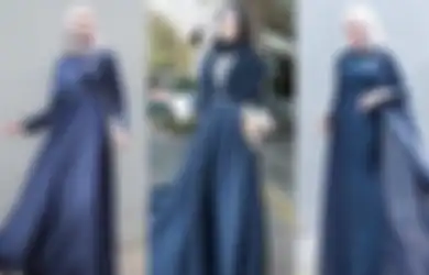 Inspirasi 3 Model Drees Satin Warna Navy, Cocok Buat Kondangan