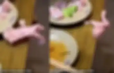Bagai Zombie, Potongan Daging Mentah Ini Melompat dari Piring Sampai Bikin Orang Teriak