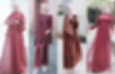 Inspirasi Busana Muslim Warna Merah Maroon Pas Buat Kondangan, Mewah