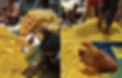 Serius Masih Mau Makan? Warganet Muntah Lihat Proses Pengemasan Snack Curah, Cuma Dilapisi Terpal Plastik dan Diinjak-injak Orang yang Kerja