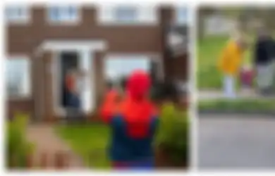 Hibur Anak-anak yang di Rumah Saat Lockdown, 2 Instruktur Bela Diri Ini Berubah Jadi Spider-Man