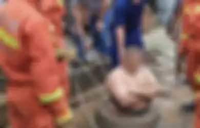 Berkat Miliki Bobot 120 Kg, Pria Ini Selamat dari Maut, Perut Besarnya Membuatnya Tersangkut di Bibir Sumur