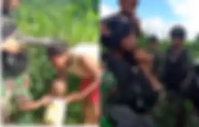 Merengek Hingga Gejol-gejolkan Kaki, Bocah Ini Tak Ingin Lepas dari Gendongan Tentara, Kapten Rum Patria: Ia Selalu Ingin Ikut dengan Kami