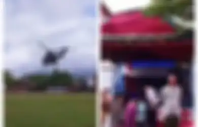 Suara Gemuruhnya Bikin Tamu Undangan Keluar Tenda, Pria Trenggalek Ini Mendadak Jadi Pusat Perhatian Saat Pernikahan Mantan Naik Helikopter