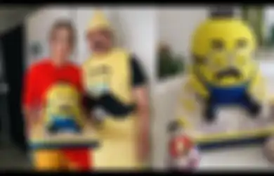 'Minion Cosplay Jadi Mas Adam', Potret Kocak Inul Daratista dan Adam Suseno Rayakan Ultah, sang Biduan Sebut Suaminya Miningos Alias Minion Brengos