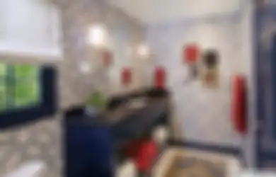 Berani Tiru Dekorasi Warna Mencolok, Foto Interior Kamar Mandi Mungil Jadi Begini