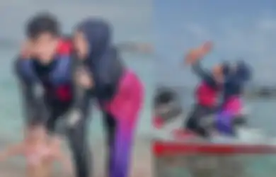 Digendong Tangan Satu, Sembrononya Ria Ricis Ajak Baby Moana Naik Jetski Tanpa Pelampung, Dinilai Korbankan Anak Demi Konten