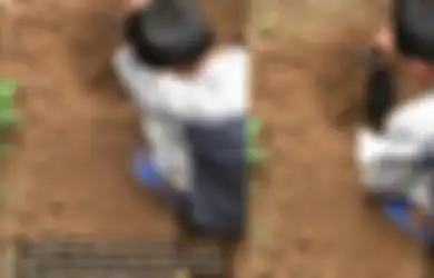 Duduk Hadap Galian Kecil, Viral Video Bocah Gantikan Ayah Azankan Ari-ari Adik, Suara Merdunya Bikin Gagal Fokus: Masya Allah!