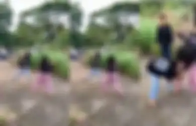 Viral Dua ABG Perempuan Duel Pakai Celurit, Ditonton Sekelompok Remaja, Begini Kata Polisi