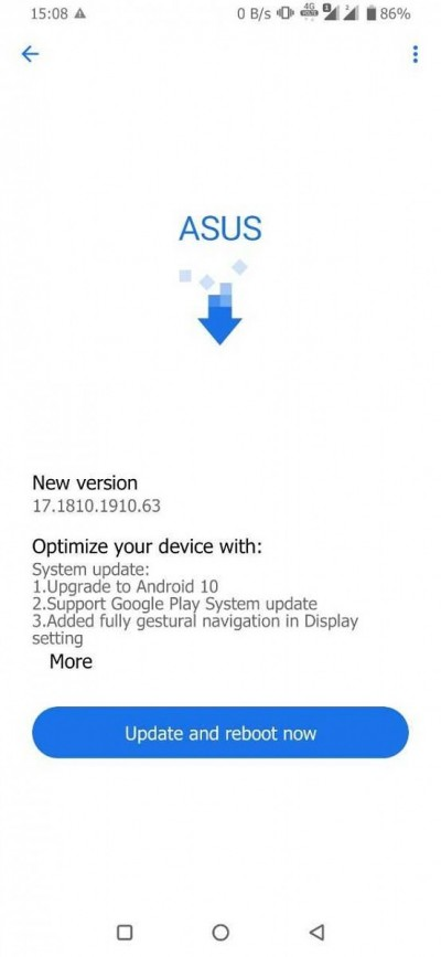 Update Android 10 di Zenfone 6