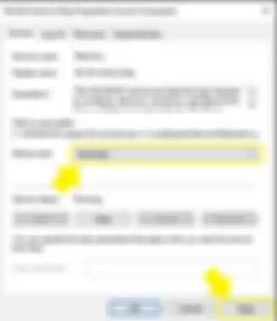 Pilihan Automatic di Startup type dan tobol Apply